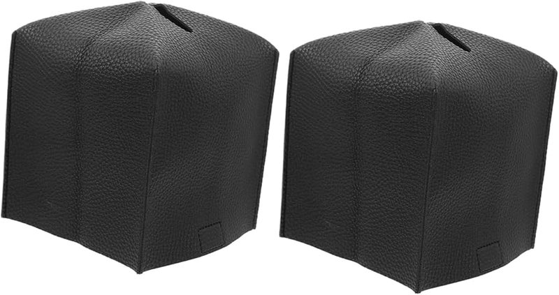 غطاء صندوق المناديل الأسود مجموعة من 2 حامل مناديل أنيق للمكتب غرفة المعيشة غرفة النوم - Image 1